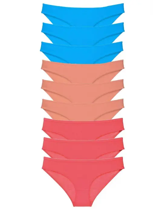 Renkli Süper Eko Set Kadın Likralı Slip Külot