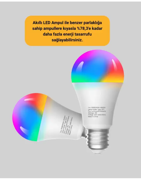 9 Watt Beyaz Işık Ve Renk Ayarlı Akıllı Led Ampul