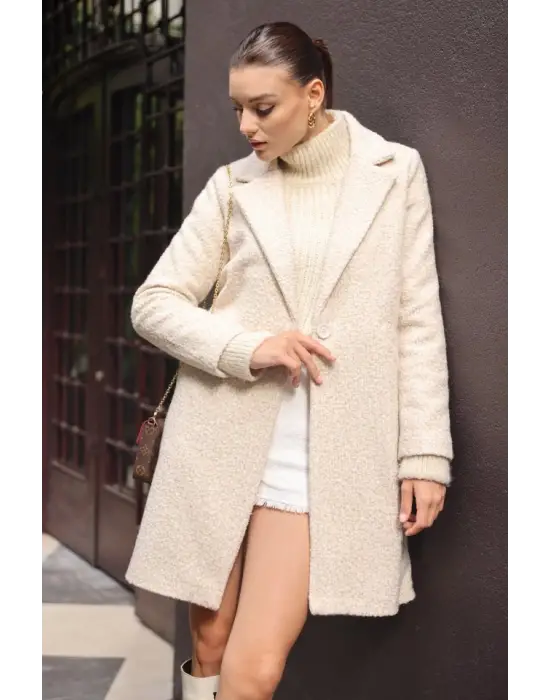 9082 Oversize Kaşe Kaban - M. Krem