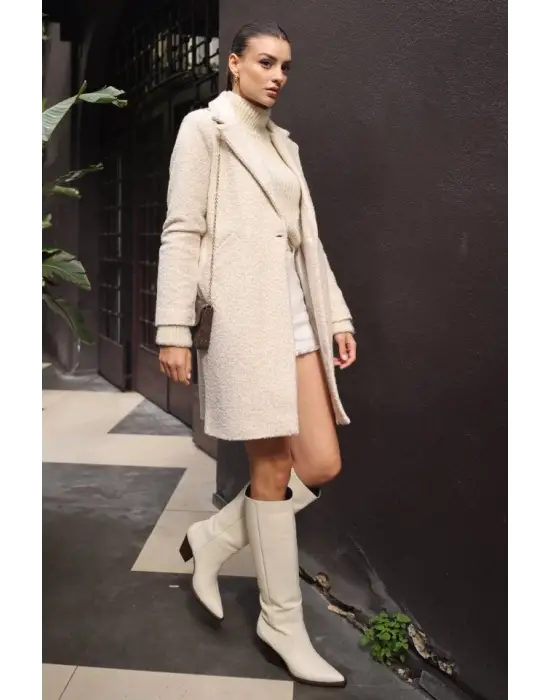 9082 Oversize Kaşe Kaban - M. Krem