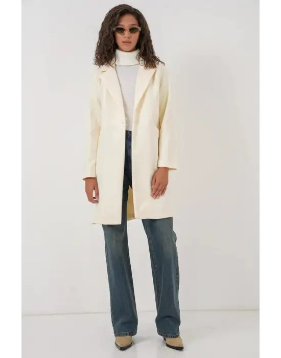 9085 Kaşe Kaban - Krem