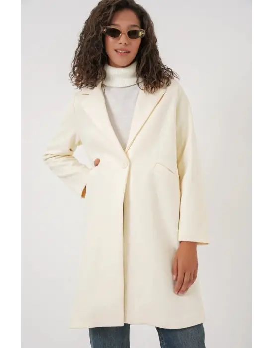 9085 Kaşe Kaban - Krem