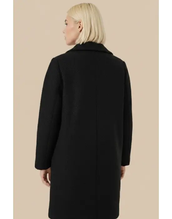 9085 Oversize Kaşe Kaban - D. Siyah