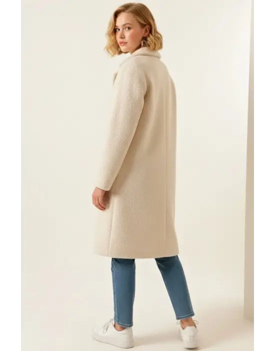 9085 Oversize Kaşe Kaban - M. Krem