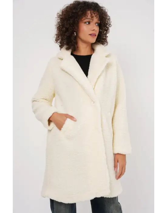 9148 Oversize Peluş Kaban - Ekru