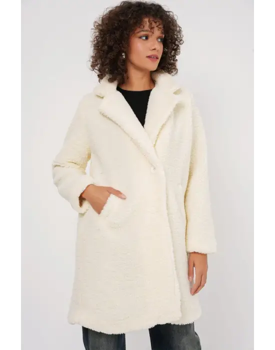 9148 Oversize Peluş Kaban - Ekru