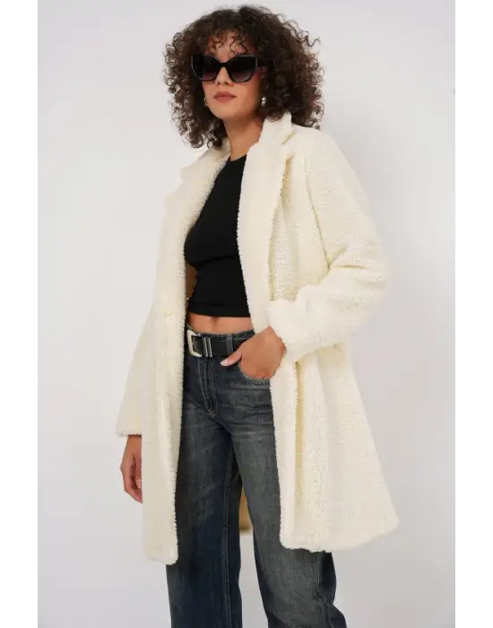 9148 Oversize Peluş Kaban - Ekru