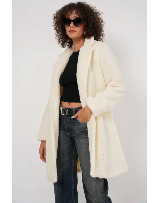 9148 Oversize Peluş Kaban - Ekru
