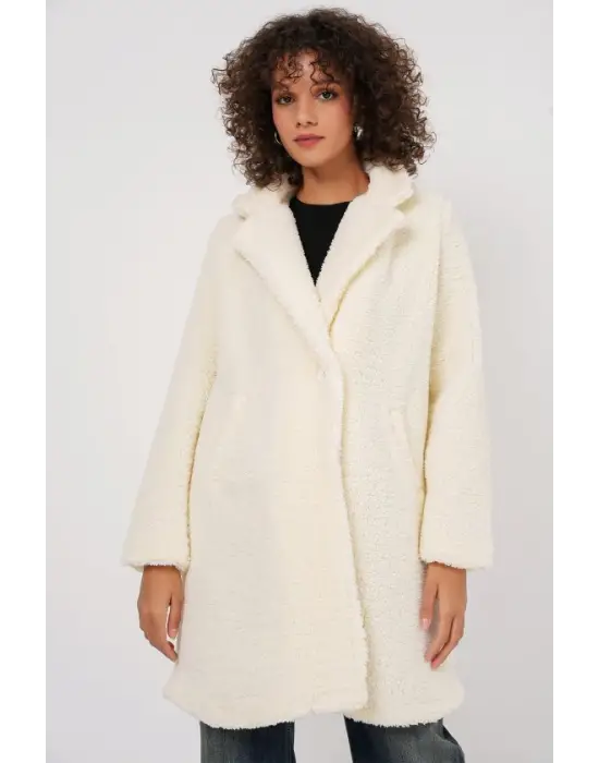 9148 Oversize Peluş Kaban - Ekru