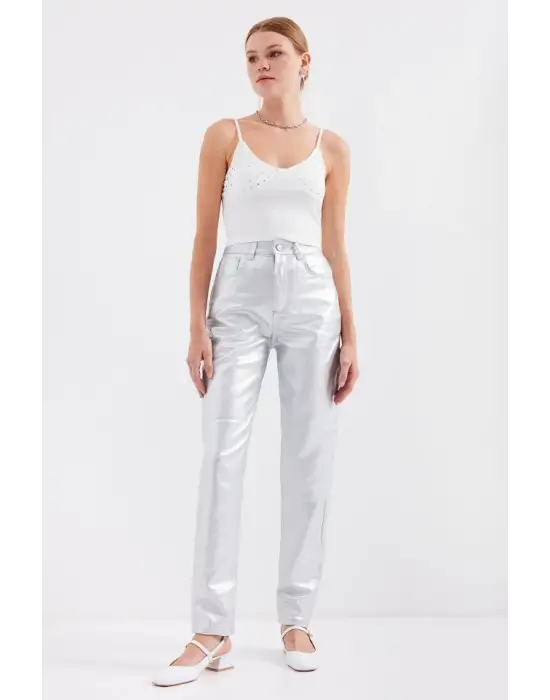 918 İp Askılı Crop Top - Beyaz