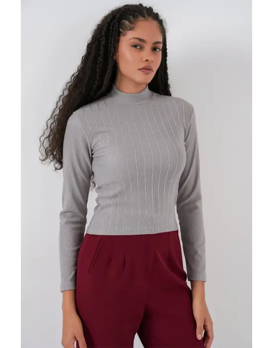 922 Taşlı Body - Gri