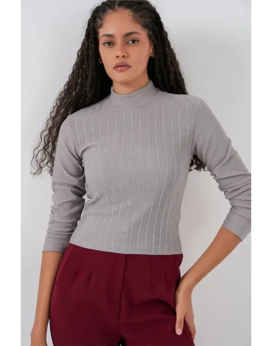 922 Taşlı Body - Gri