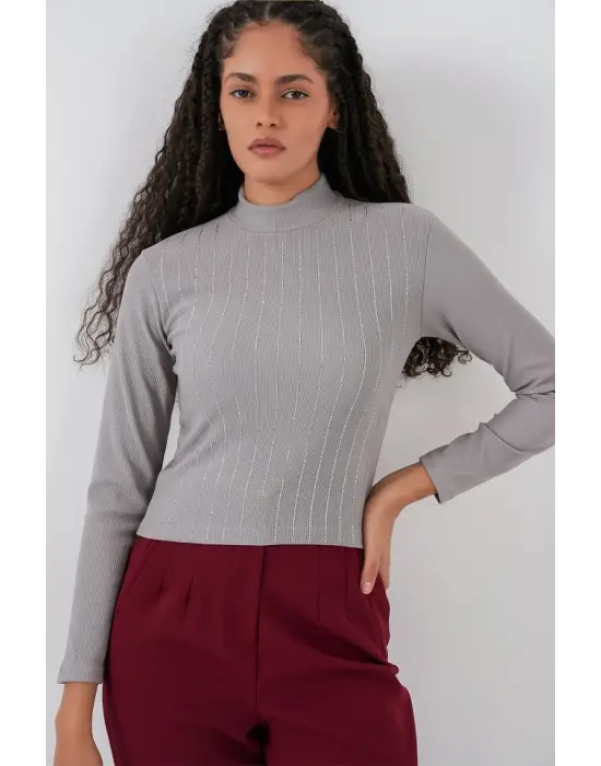 922 Taşlı Body - Gri