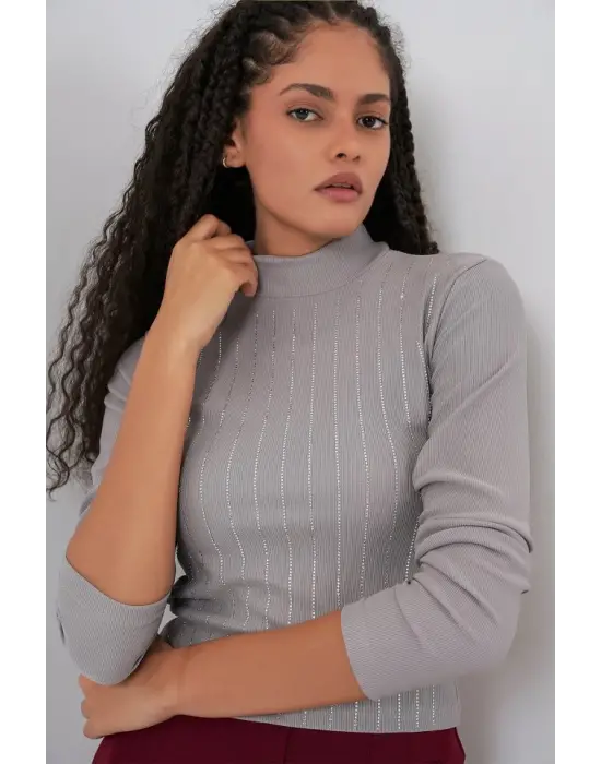 922 Taşlı Body - Gri