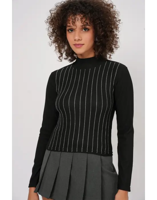 922 Taşlı Body - Siyah