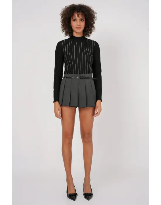 922 Taşlı Body - Siyah