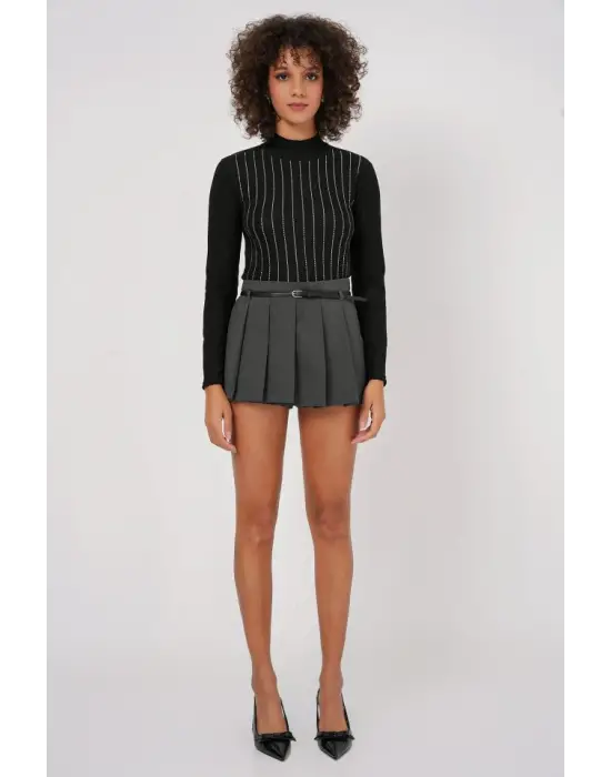 922 Taşlı Body - Siyah