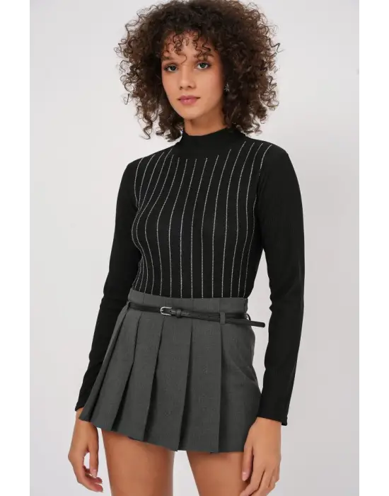 922 Taşlı Body - Siyah