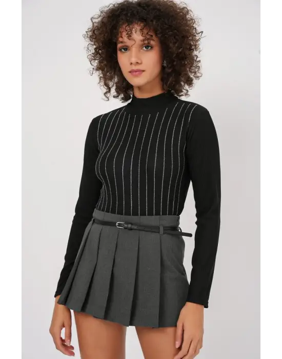 922 Taşlı Body - Siyah