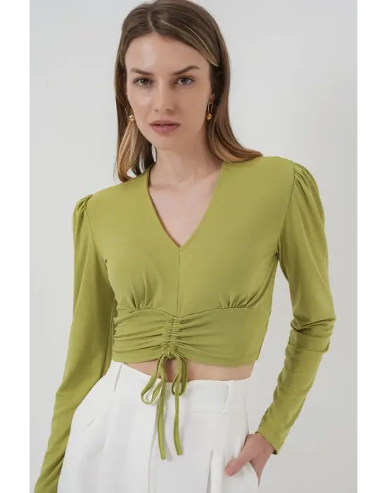 936 Sandy Crop Bluz - E.Yeşil