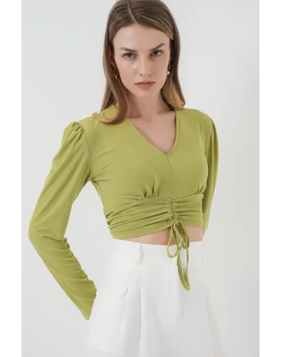 936 Sandy Crop Bluz - E.Yeşil