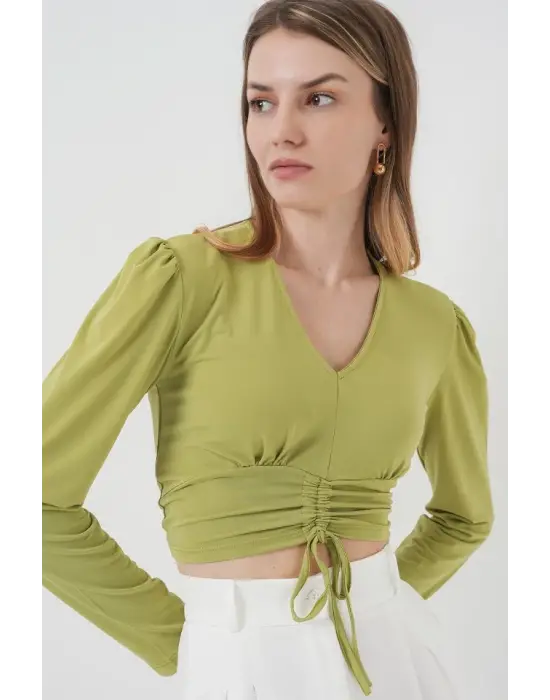 936 Sandy Crop Bluz - E.Yeşil