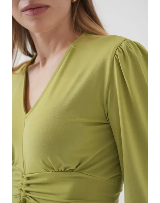 936 Sandy Crop Bluz - E.Yeşil