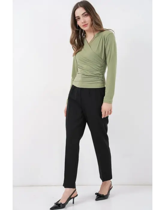 939 Anvelop Yaka Sandy Bluz - Çağla