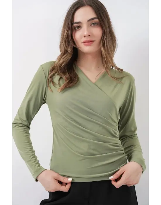 939 Anvelop Yaka Sandy Bluz - Çağla