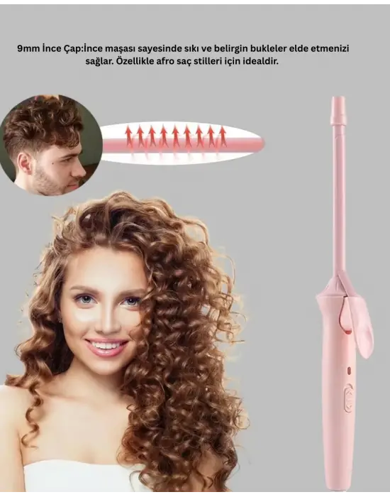 9mm İnce Bukle Maşası Afro Ve Sık Bukleler İçin Uygun
