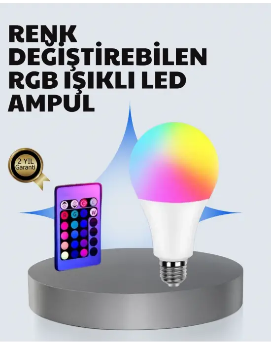A Kalite 2025 Rgb Led Ampul Uzaktan Kumandalı 16 Renkli Lamba