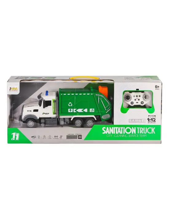 A8196-QH9003-1-2 Kumandalı Sesli ve Işıklı Çöp Kamyonu 1:12-Asya Oyuncak