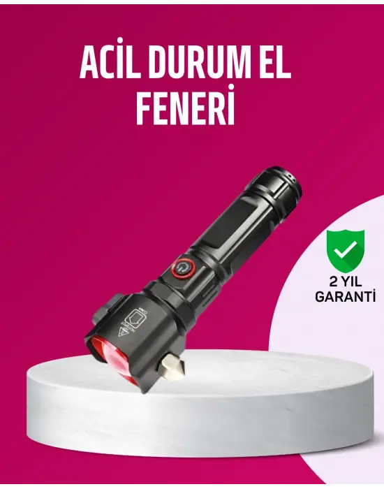Acil Durum El Feneri Çekiç Ve Pusula Özellikli Güçlü Işık