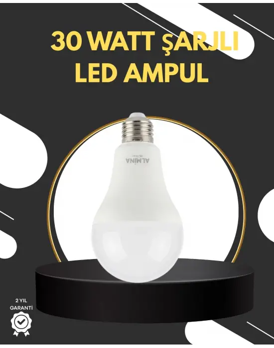 Acil Durumlar İçin Şarjlı Led Ampul 6400k Soğuk Beyaz 30 Watt