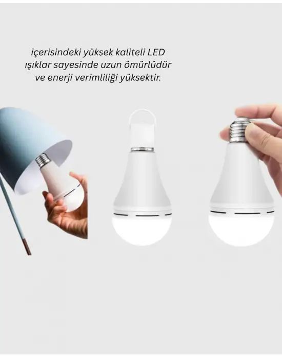 Acil Durumlar İçin Şarjlı Led Ampul 6400k Soğuk Beyaz 30 Watt