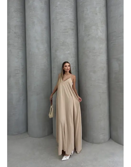 Aerobin uzun elbise bej pt