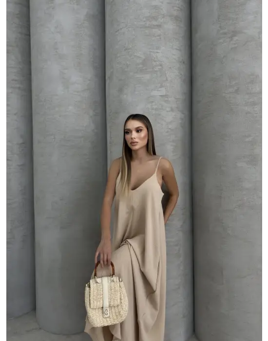 Aerobin uzun elbise bej pt