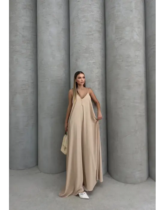 Aerobin uzun elbise bej pt