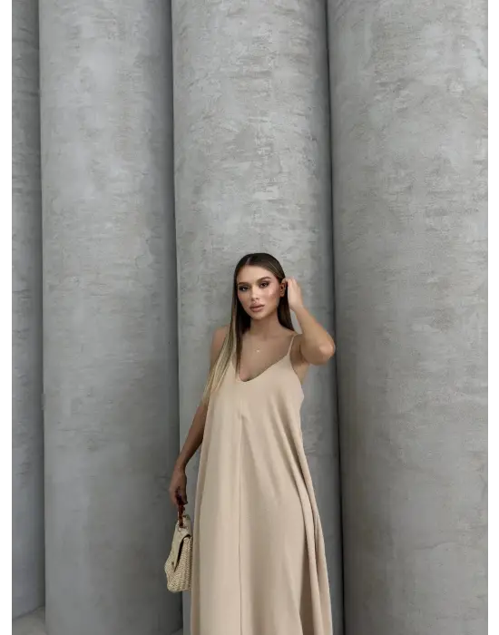 Aerobin uzun elbise bej pt