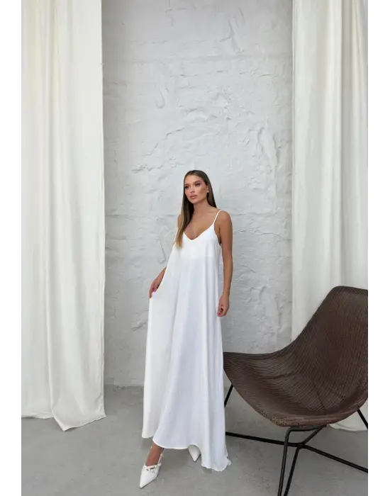 Aerobin uzun elbise beyaz pt