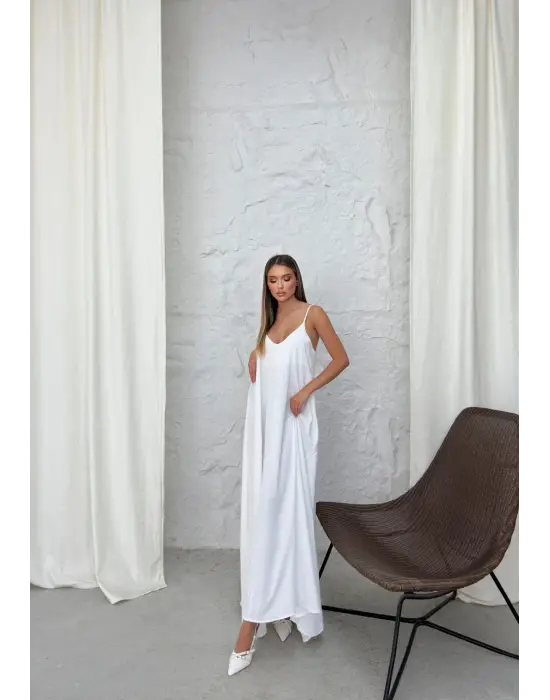 Aerobin uzun elbise beyaz pt