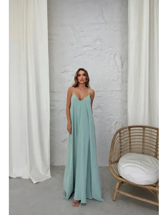 Aerobin uzun elbise çağla yeşili pt