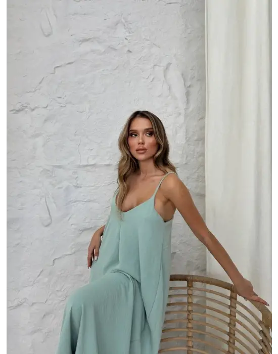 Aerobin uzun elbise çağla yeşili pt