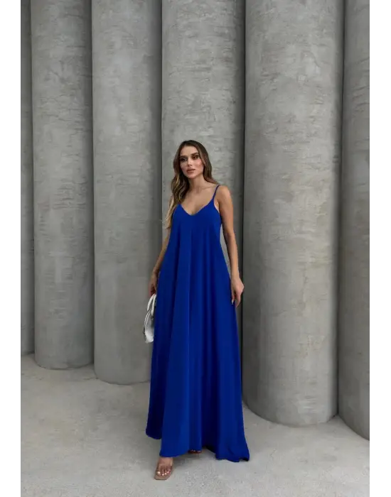 Aerobin uzun elbise saks mavisi pt