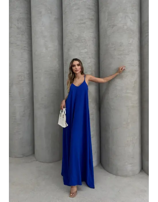 Aerobin uzun elbise saks mavisi pt