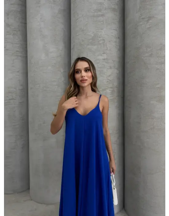 Aerobin uzun elbise saks mavisi pt