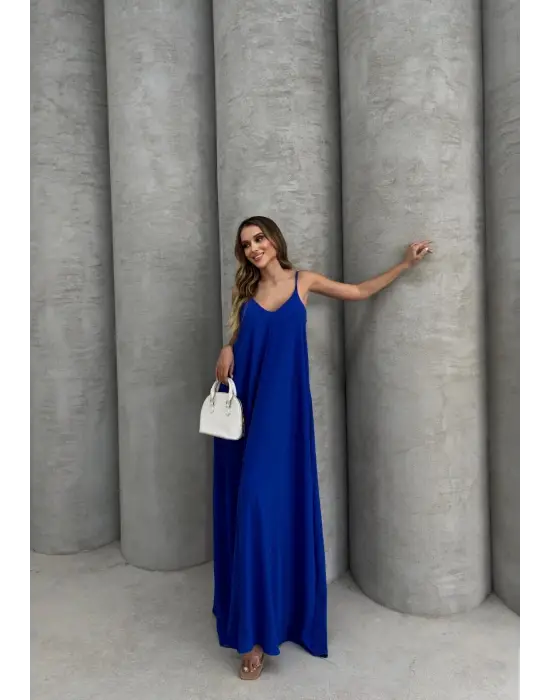 Aerobin uzun elbise saks mavisi pt