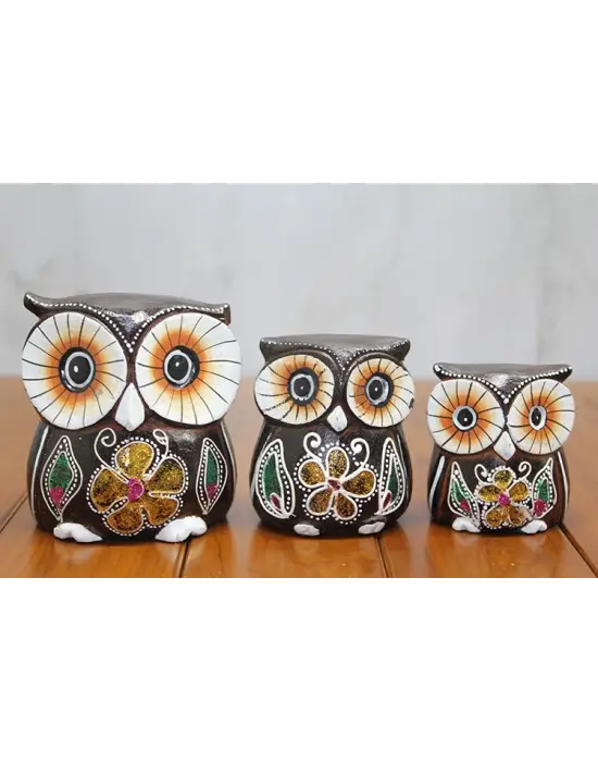 Ahşap 3lü Baykuş Seti Model 1