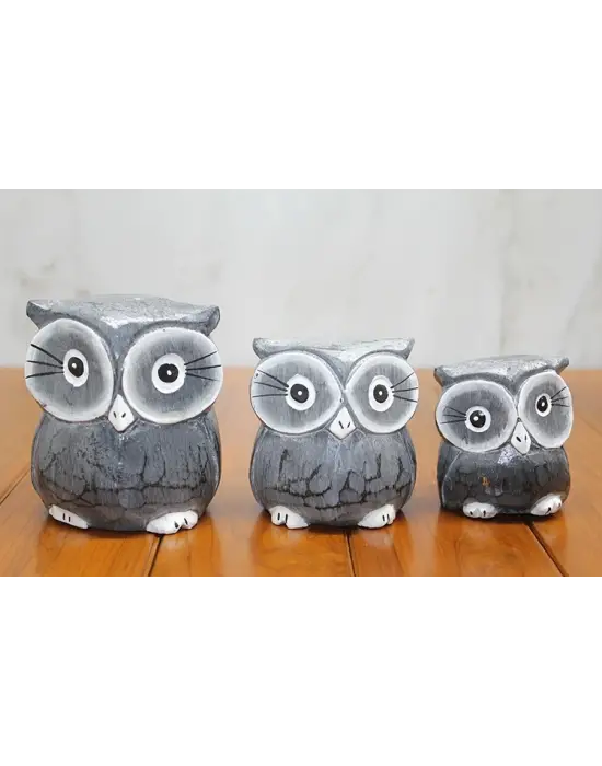 Ahşap 3lü Baykuş Seti Model 2