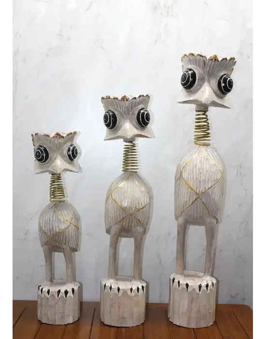 Ahşap 3lü Deve Kuşu Seti 90 Cm